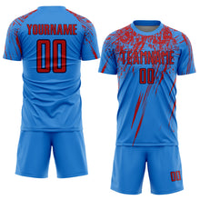 Load image into Gallery viewer, Custom Electric Blue Red-Navy Sublimation Soccer Uniform Jersey
