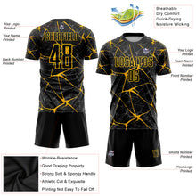 Load image into Gallery viewer, Custom Black Yellow Sublimation Soccer Uniform Jersey
