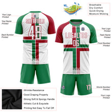 Load image into Gallery viewer, Custom White Kelly Green-Crimson Sublimation Mexico Soccer Uniform Jersey
