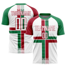 Load image into Gallery viewer, Custom White Kelly Green-Crimson Sublimation Mexico Soccer Uniform Jersey
