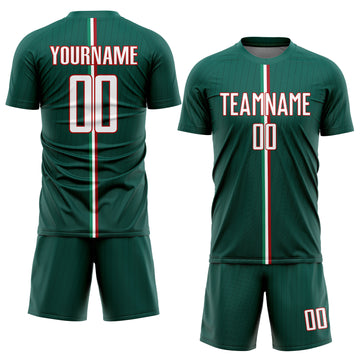 Custom Green White-Red Sublimation Mexico Soccer Uniform Jersey