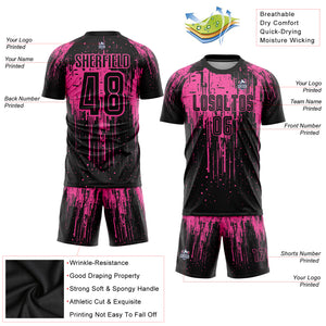 Custom Pink Black Sublimation Soccer Uniform Jersey