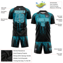 Load image into Gallery viewer, Custom Teal Black-White Sublimation Soccer Uniform Jersey
