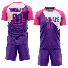 Load image into Gallery viewer, Custom Purple Pink-White Curve Lines Sublimation Soccer Uniform Jersey
