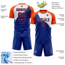 Load image into Gallery viewer, Custom Royal Orange-White Curve Lines Sublimation Soccer Uniform Jersey
