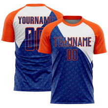 Load image into Gallery viewer, Custom Royal Orange-White Curve Lines Sublimation Soccer Uniform Jersey
