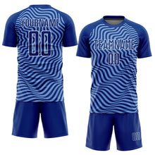 Load image into Gallery viewer, Custom Royal Light Blue-White Wavy Lines Sublimation Soccer Uniform Jersey
