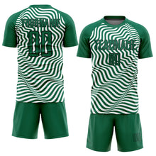 Load image into Gallery viewer, Custom Kelly Green Black-White Wavy Lines Sublimation Soccer Uniform Jersey
