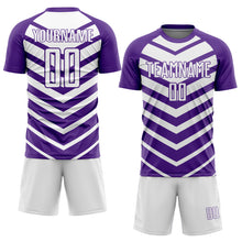 Load image into Gallery viewer, Custom Purple White Arrow Shapes Sublimation Soccer Uniform Jersey
