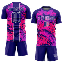 Load image into Gallery viewer, Custom Dark Purple Hot Pink-White Abstract Fluid Sublimation Soccer Uniform Jersey
