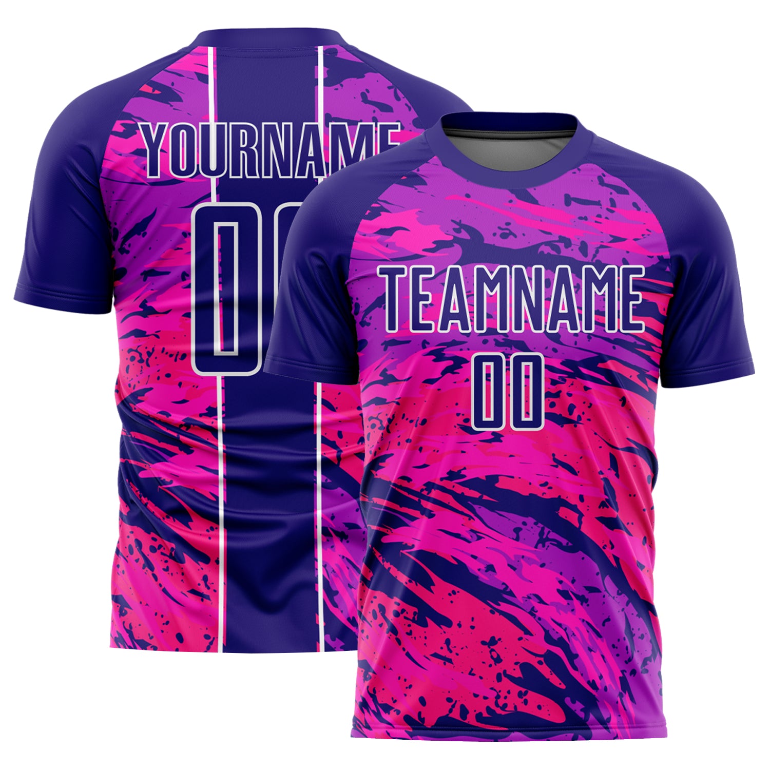 Custom Dark Purple Hot Pink White Abstract Fluid Sublimation Soccer Uniform Jersey Sale Fcustom