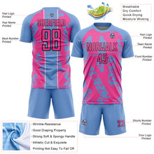 Load image into Gallery viewer, Custom Light Blue Pink-White Irregular Shapes Sublimation Soccer Uniform Jersey
