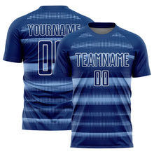 Load image into Gallery viewer, Custom Royal Light Blue-White Halftone Dots Sublimation Soccer Uniform Jersey

