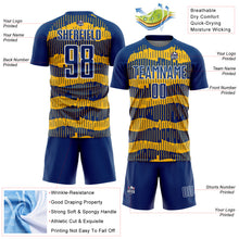 Load image into Gallery viewer, Custom Royal Gold-White Pinstripe Sublimation Soccer Uniform Jersey
