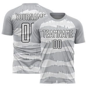 Custom Gray White-Black Pinstripe Sublimation Soccer Uniform Jersey