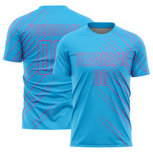 Load image into Gallery viewer, Custom Sky Blue Pink Lines Sublimation Soccer Uniform Jersey
