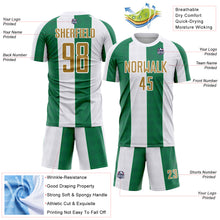 Load image into Gallery viewer, Custom White Old Gold-Kelly Green Sublimation Soccer Uniform Jersey
