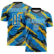Load image into Gallery viewer, Custom Powder Blue Yellow-White Sublimation Soccer Uniform Jersey
