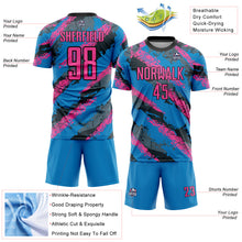 Load image into Gallery viewer, Custom Electric Blue Pink-White Sublimation Soccer Uniform Jersey
