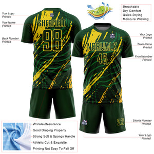 Custom Green Yellow Sublimation Soccer Uniform Jersey