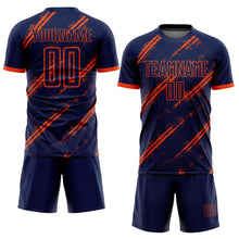 Load image into Gallery viewer, Custom Navy Orange Sublimation Soccer Uniform Jersey
