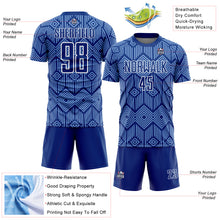 Load image into Gallery viewer, Custom Royal Light Blue-White Abstract Geometric Shapes Sublimation Soccer Uniform Jersey
