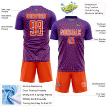 Load image into Gallery viewer, Custom Purple Orange-White Lines Sublimation Soccer Uniform Jersey
