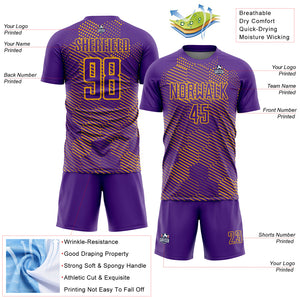 Custom Purple Gold Abstract Hexagon Sublimation Soccer Uniform Jersey