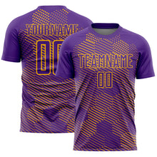 Load image into Gallery viewer, Custom Purple Gold Abstract Hexagon Sublimation Soccer Uniform Jersey
