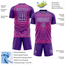 Load image into Gallery viewer, Custom Purple Pink-White Abstract Geometric Shapes Sublimation Soccer Uniform Jersey
