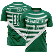 Load image into Gallery viewer, Custom Kelly Green White Stripes Sublimation Soccer Uniform Jersey
