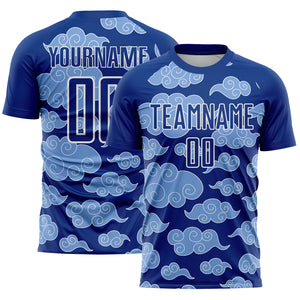 Custom Royal White Cloud Pattern Sublimation Soccer Uniform Jersey