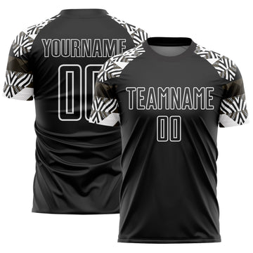 Custom Black White Zebra And Geometric Pattern Sublimation Soccer Uniform Jersey