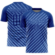 Load image into Gallery viewer, Custom Royal Light Blue Slash Sublimation Soccer Uniform Jersey
