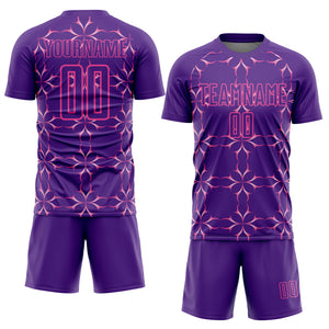 Custom Purple Pink Damask Pattern Sublimation Soccer Uniform Jersey