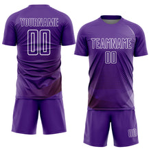 Load image into Gallery viewer, Custom Purple White Geometric Lines Sublimation Soccer Uniform Jersey
