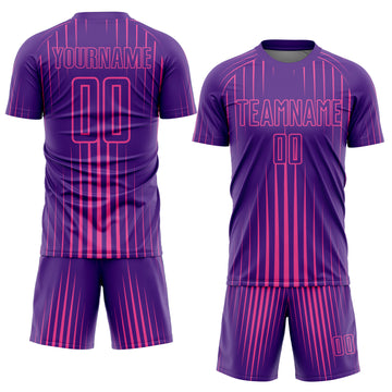 Custom Purple Pink Lines Sublimation Soccer Uniform Jersey