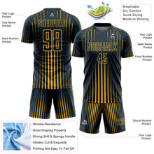 Load image into Gallery viewer, Custom Navy Gold Lines Sublimation Soccer Uniform Jersey
