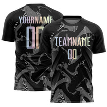 Load image into Gallery viewer, Custom Black Gradient-Gray Curve Lines Sublimation Soccer Uniform Jersey
