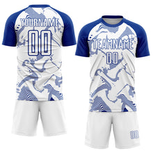 Load image into Gallery viewer, Custom White Royal Curve Lines Sublimation Soccer Uniform Jersey
