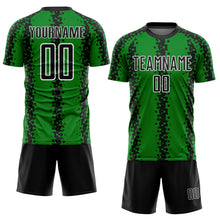 Load image into Gallery viewer, Custom Grass Green Black-White Abstract Geometric Pattern Sublimation Soccer Uniform Jersey
