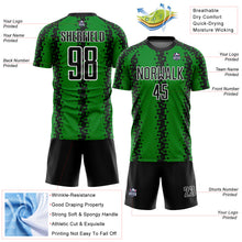 Load image into Gallery viewer, Custom Grass Green Black-White Abstract Geometric Pattern Sublimation Soccer Uniform Jersey
