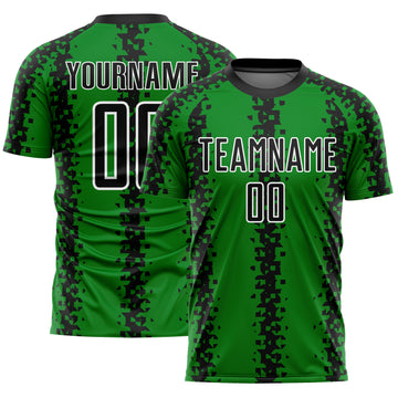 Custom Grass Green Black-White Abstract Geometric Pattern Sublimation Soccer Uniform Jersey