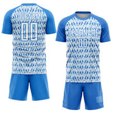 Load image into Gallery viewer, Custom Powder Blue White-Silver Abstract Geometric Pattern Sublimation Soccer Uniform Jersey
