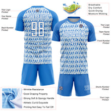 Load image into Gallery viewer, Custom Electric Blue White-Silver Abstract Geometric Pattern Sublimation Soccer Uniform Jersey
