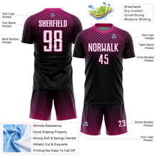 Load image into Gallery viewer, Custom Black White-Deep Pink Halftone Dots Sublimation Soccer Uniform Jersey
