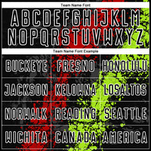 Load image into Gallery viewer, Custom Black Red-Neon Green Dripping Splatter Art Sublimation Soccer Uniform Jersey
