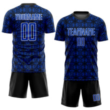 Load image into Gallery viewer, Custom Thunder Blue Black-White Geometric Shapes Sublimation Soccer Uniform Jersey
