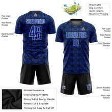 Load image into Gallery viewer, Custom Thunder Blue Black-White Geometric Shapes Sublimation Soccer Uniform Jersey
