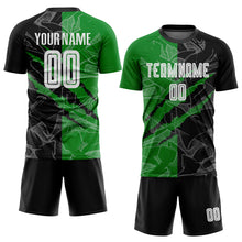 Load image into Gallery viewer, Custom Graffiti Pattern Black-Grass Green Scratch Sublimation Soccer Uniform Jersey
